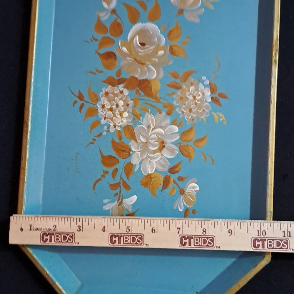 Nashco Products New York Toleware Signed Hand Painted Tray Vintage Mid Century - Picture 6 of 16